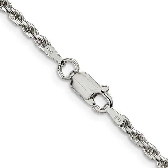 2.25mm Sterling Silver, Diamond Cut Solid Rope Chain Necklace, 30 Inch - Picture 3 of 8